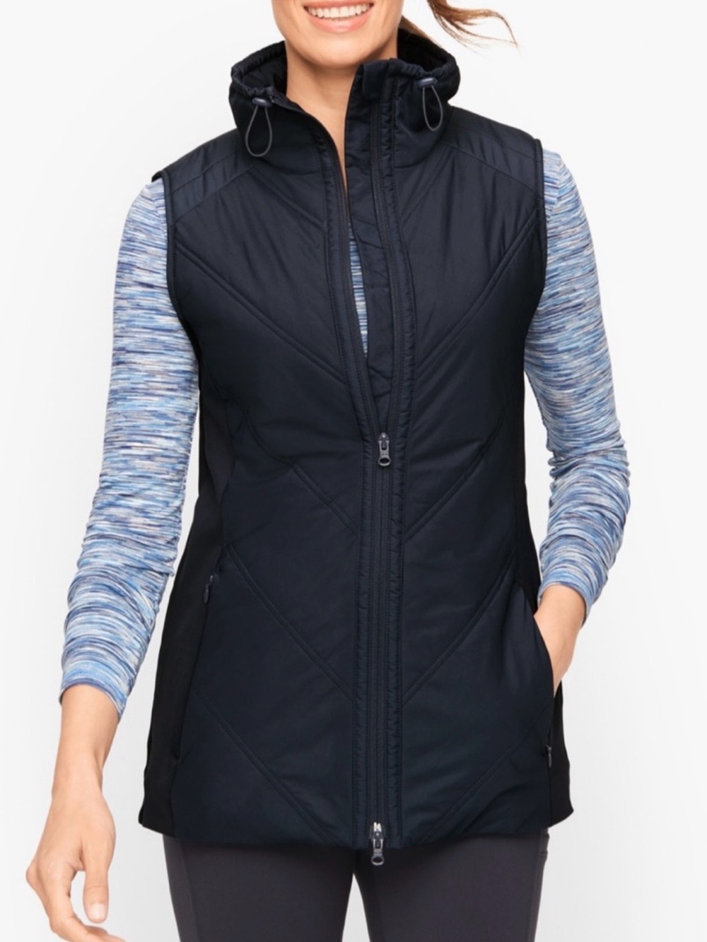T by Talbots lightweight chevron quilted vest